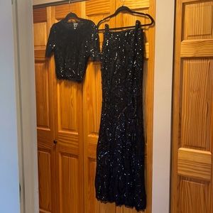 Fashion Nova 2 pc Crop Top & Maxi Skirt Set Blk M